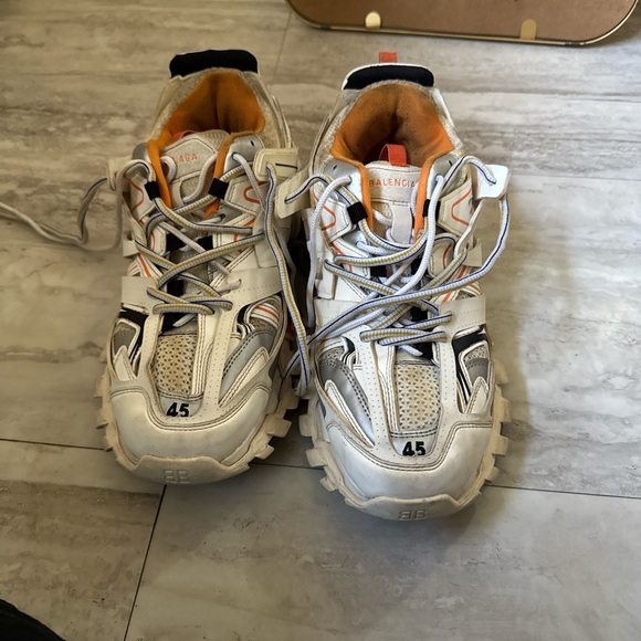 Balenciaga White and Orange Chunky Sneakers
